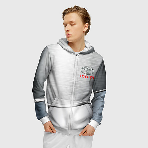 Мужская толстовка на молнии Toyota metalic brend / 3D-Белый – фото 3