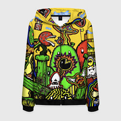 Толстовка 3D на молнии мужская Mario краски текстура, цвет: 3D-черный