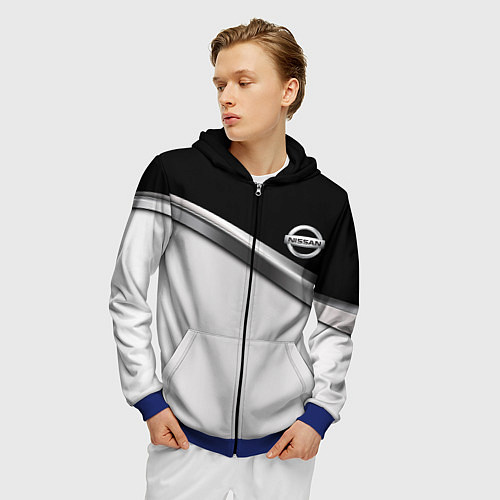 Мужская толстовка на молнии Nissan logo auto / 3D-Синий – фото 3