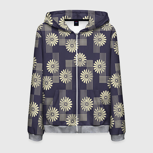 Мужская толстовка на молнии Цветочный геометрический узор / 3D-Меланж – фото 1