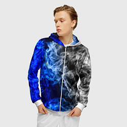 Толстовка 3D на молнии мужская Столкновение дыма, цвет: 3D-белый — фото 2