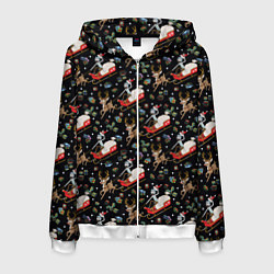 Мужская толстовка на молнии Рик и Морти сани с оленем - Christmas