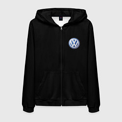 Толстовка 3D на молнии мужская Volkswagen logo auto, цвет: 3D-черный