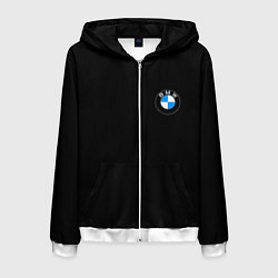 Толстовка 3D на молнии мужская BMW auto logo, цвет: 3D-белый