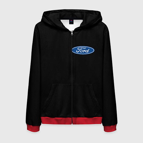 Мужская толстовка на молнии FORD logo auto / 3D-Красный – фото 1