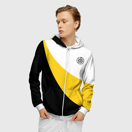 Мужская толстовка на молнии Мы русские с нами Бог малый черный кцк Николай II / 3D-Белый – фото 3