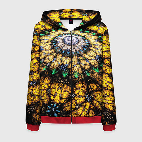 Мужская толстовка на молнии Оптический узор текстура / 3D-Красный – фото 1