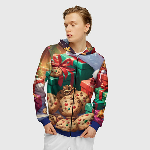 Мужская толстовка на молнии Рождественские подарки / 3D-Синий – фото 3