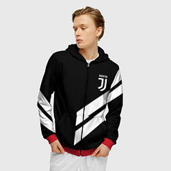 Толстовка 3D на молнии мужская Juventus line white, цвет: 3D-красный — фото 2