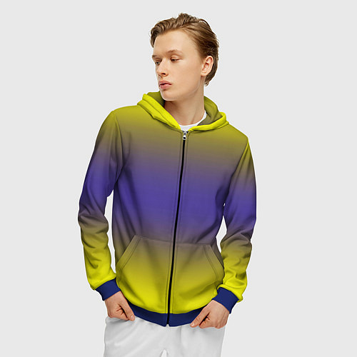 Мужская толстовка на молнии Градиент жёлто серый / 3D-Синий – фото 3