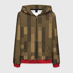 Толстовка 3D на молнии мужская Wood - Minecraft, цвет: 3D-красный