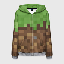 Толстовка 3D на молнии мужская Earth - Minecraft, цвет: 3D-меланж