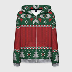 Мужская толстовка на молнии Knitted Christmas Pattern