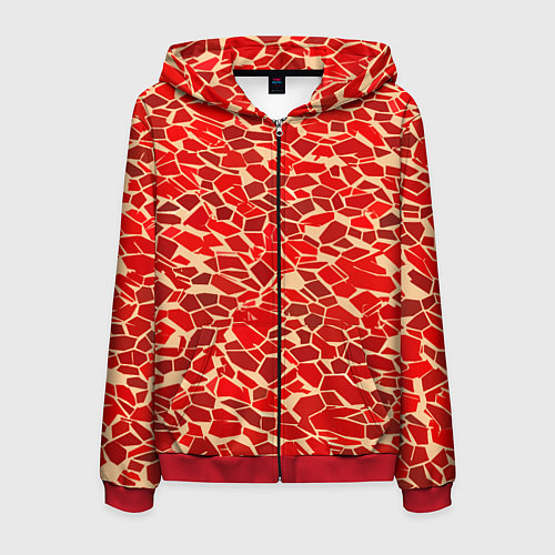 Мужская толстовка на молнии Красные плитки на кремовом фоне / 3D-Красный – фото 1