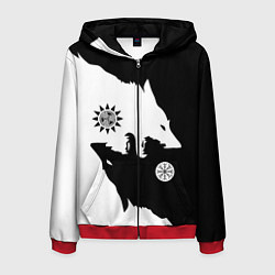 Толстовка 3D на молнии мужская Волки Одина с воинской символикой, цвет: 3D-красный