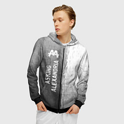 Толстовка 3D на молнии мужская Asking Alexandria - grey gradient по-вертикали, цвет: 3D-черный — фото 2