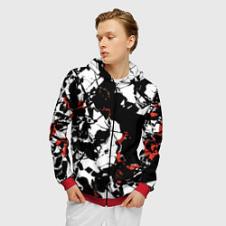 Толстовка 3D на молнии мужская Черно-красный камуфляж, цвет: 3D-красный — фото 2