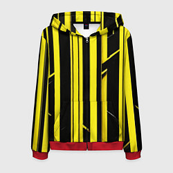 Мужская толстовка на молнии Толстые жёлтые полосы на чёрном фоне