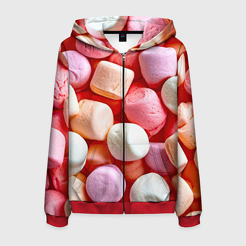 Мужская толстовка на молнии Маршмэллоу / 3D-Красный – фото 1