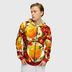Толстовка 3D на молнии мужская Яичница-глазунья, цвет: 3D-красный — фото 2