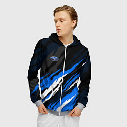 Толстовка 3D на молнии мужская Субару - черно-синий, цвет: 3D-меланж — фото 2