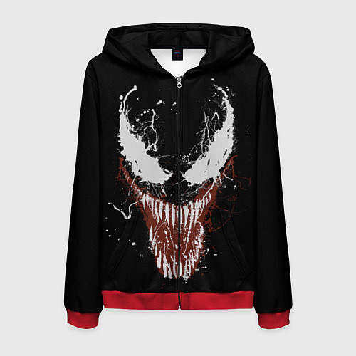 Мужская толстовка на молнии Веном - морда / 3D-Красный – фото 1