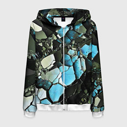 Толстовка 3D на молнии мужская Чёрно-синий камень, цвет: 3D-белый