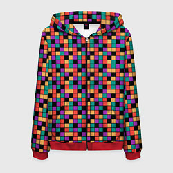 Толстовка 3D на молнии мужская Кубики Рубика, цвет: 3D-красный