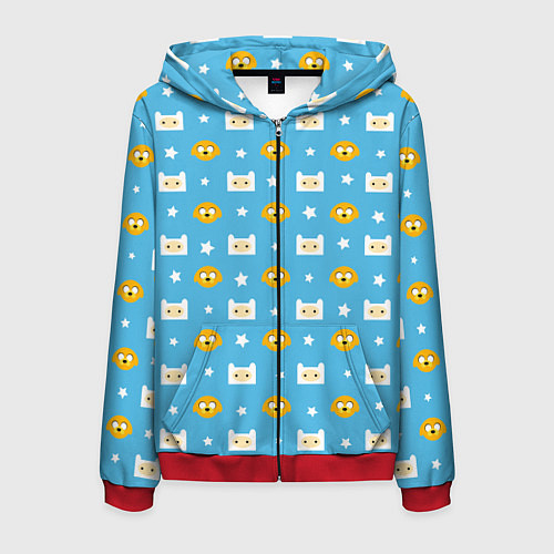 Мужская толстовка на молнии Время приключений паттерн / 3D-Красный – фото 1