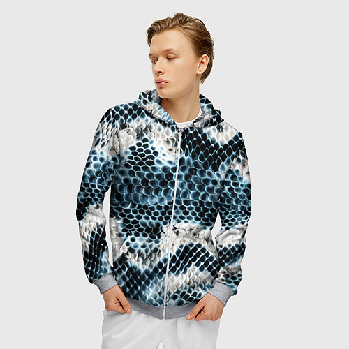 Мужская толстовка на молнии Змеиный тренд / 3D-Меланж – фото 3