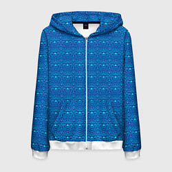 Толстовка 3D на молнии мужская Сине-голубой узор, цвет: 3D-белый