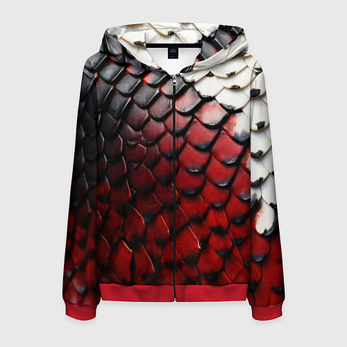 Мужская толстовка на молнии Змеиная броня / 3D-Красный – фото 1