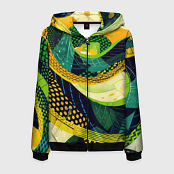 Толстовка 3D на молнии мужская Змеиный паттерн, цвет: 3D-черный