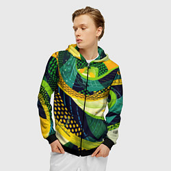 Толстовка 3D на молнии мужская Змеиный паттерн, цвет: 3D-черный — фото 2