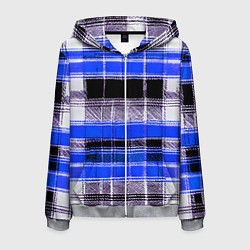 Толстовка 3D на молнии мужская Белые полосы на чёрно-синем фоне, цвет: 3D-меланж