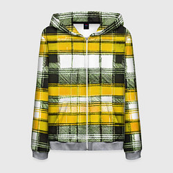 Мужская толстовка на молнии Чёрные полосы на жёлто-белом фоне