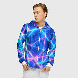 Толстовка 3D на молнии мужская Неоновые провода, цвет: 3D-белый — фото 2
