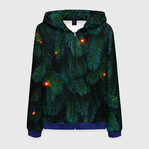 Мужская толстовка на молнии Еловые ветви / 3D-Синий – фото 1