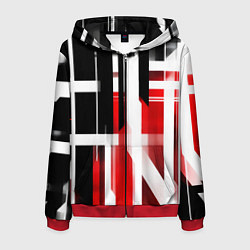 Мужская толстовка на молнии Чёрно-красные вертикальные и горизонтальные полосы