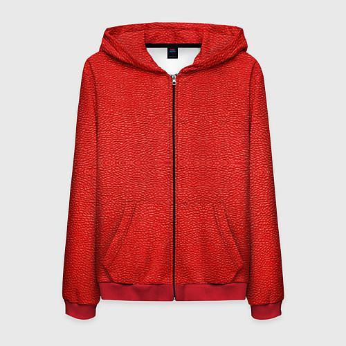 Мужская толстовка на молнии Красная кожаная текстура / 3D-Красный – фото 1