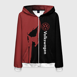Толстовка 3D на молнии мужская Volkswagen и череп, цвет: 3D-белый