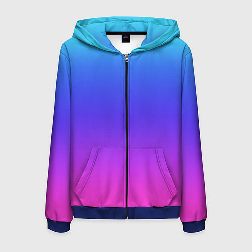 Мужская толстовка на молнии Градиент закат сине-розовый / 3D-Синий – фото 1