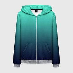 Мужская толстовка на молнии Градиент мягкий бирюзово-синий