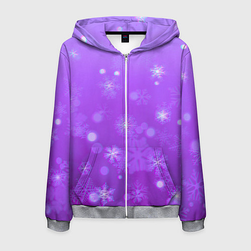 Мужская толстовка на молнии Резные снежинки глитч / 3D-Меланж – фото 1