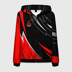 Толстовка 3D на молнии мужская Mitsubishi - red and black, цвет: 3D-черный