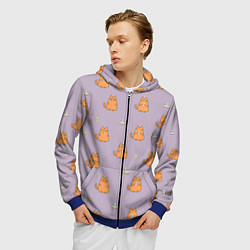 Толстовка 3D на молнии мужская Праздничный кот Рыжинс, цвет: 3D-синий — фото 2