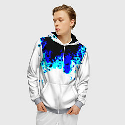 Толстовка 3D на молнии мужская Синяя кровь андроида, цвет: 3D-меланж — фото 2