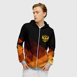 Толстовка 3D на молнии мужская Герб России геометрия, цвет: 3D-меланж — фото 2