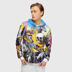 Толстовка 3D на молнии мужская Урбанистический сон - сюрреализм, цвет: 3D-белый — фото 2