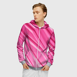Толстовка 3D на молнии мужская Розовый пластик, цвет: 3D-меланж — фото 2